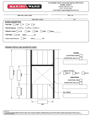 Interior Non-Load Bearing Opening Worksheet
