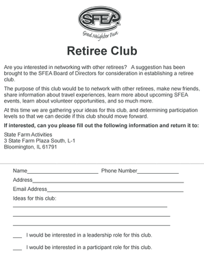 Retiree Club Interest Form