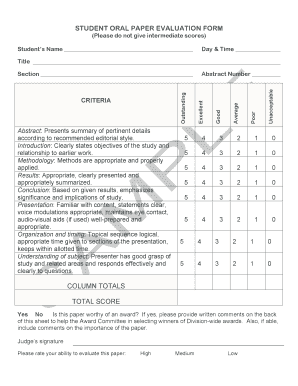 Student Oral Paper Evaluation Form