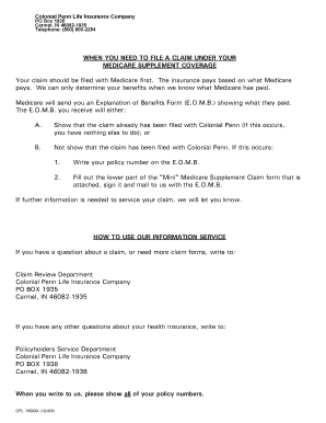 Medicare Supplement Claim Form
