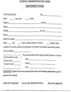 Recreation Council Payment Voucher