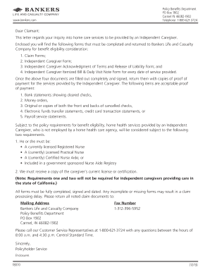 Independent Caregiver Claim Forms
