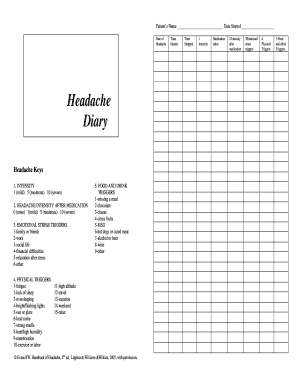 Headache Diary Form