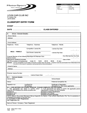 Clubsport Entry Form