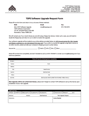 TOPS Software Upgrade Request Form