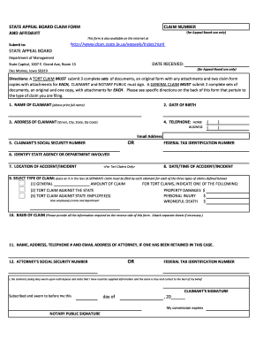 Iowa State Appeal Board Claim Form