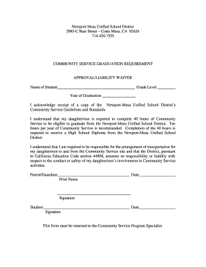 Newport-Mesa Community Service Waiver