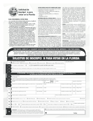Formulario de Inscripción para Votar en la Florida