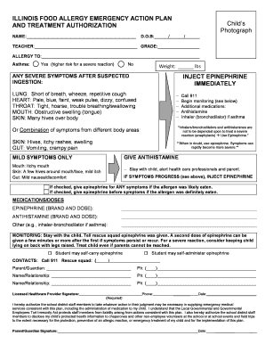 Illinois Food Allergy Emergency Action Plan