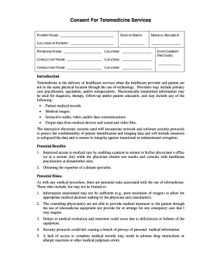 Telemedicine Services Consent Form