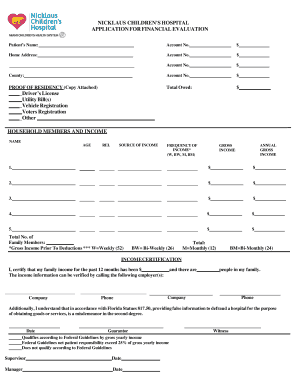 Nicklaus Children's Hospital Financial Evaluation Application