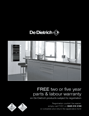 De Dietrich Appliance Warranty Registration Form