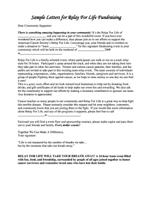 Relay For Life Fundraising Letter Template