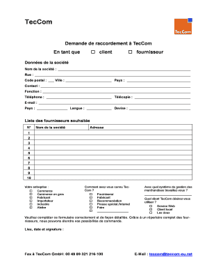 Demande de raccordement à TecCom