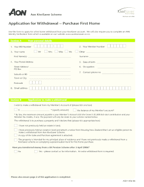 KiwiSaver First Home Withdrawal Application