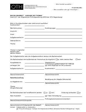 Bachelorarbeit – Ausgabedes Themas