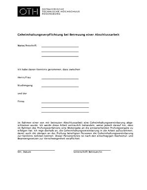 Geheimhaltungsverpflichtung bei Betreuung einer Abschlussarbeit