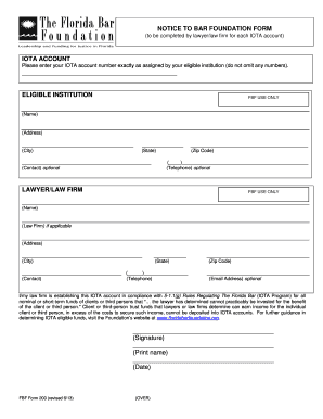 Florida Bar IOTA Account Notice Form
