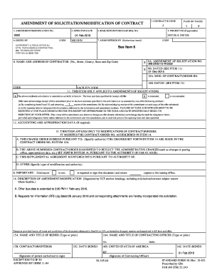 US Federal Contract Amendment Form