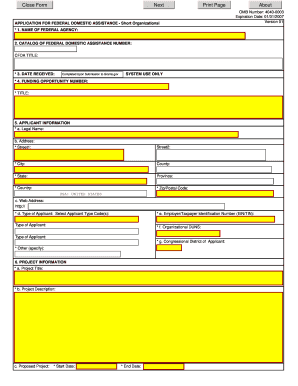 Application for Federal Domestic Assistance