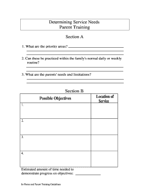 Parent Training Needs Assessment Form