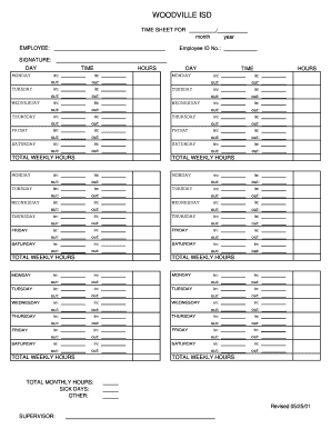 Woodville ISD Time Sheet