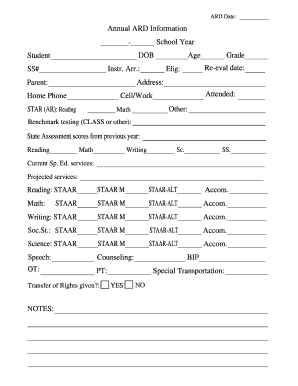 Annual ARD Information Form