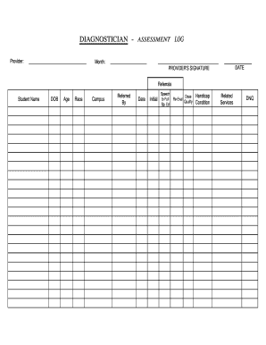 Diagnostician Assessment Log