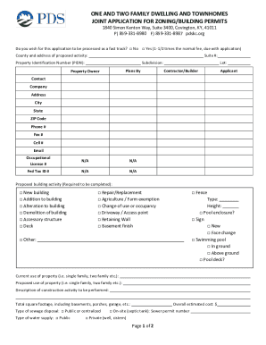Kentucky Zoning Building Permit Application
