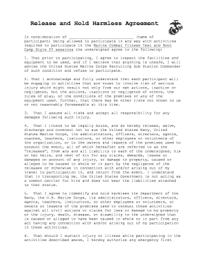 Release and Hold Harmless Agreement