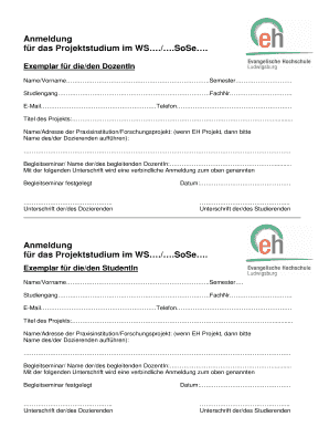 Anmeldung für das Projektstudium