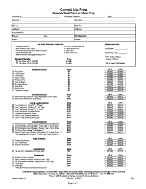 Da form 2166 - Lite Rider Standard Features