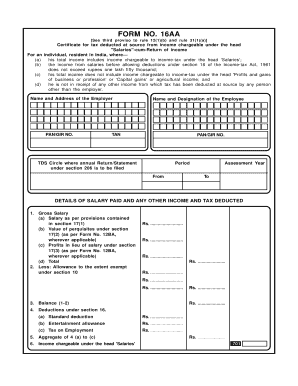 Form 16AA Certificate for TDS on Salaries