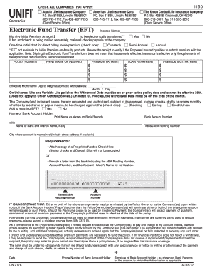 Electronic Fund Transfer Authorization Form