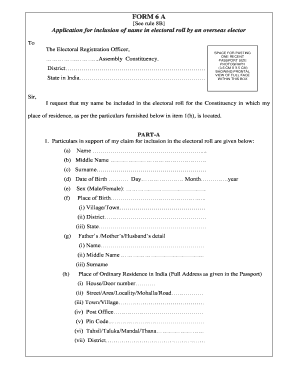 Form 6A Application for Electoral Roll Inclusion