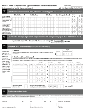 Cherokee County School District Free and Reduced Price Meals Application