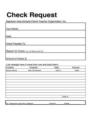 Parent-Teacher Organization Check Request