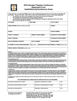 Georgia Thespian Conference Agreement Form