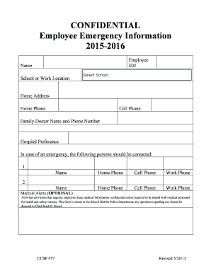 Employee Emergency Information Form