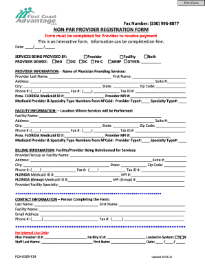 Florida Medicaid Non-Par Provider Registration Form