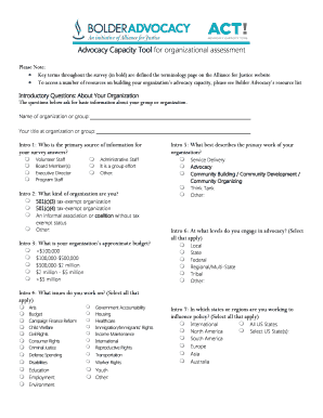 Advocacy Capacity Tool for Organizational Assessment