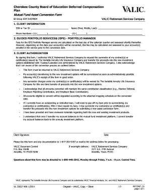 Cherokee County Deferred Compensation Mutual Fund Conversion Form
