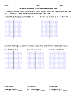 Geometric Properties on the Plane Performance Task