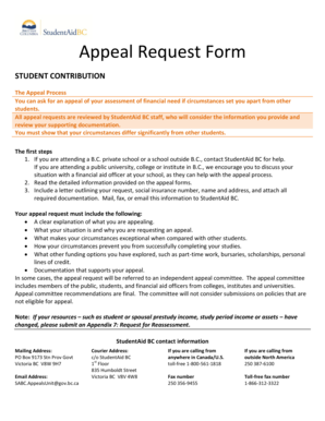 StudentAid BC Appeal Request Form