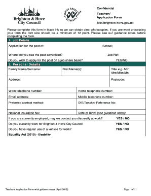 Teachers' Application Form