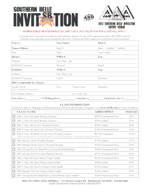 NSBA Horse Show Entry Form