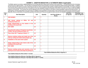 Additive/Deductive Bid Form