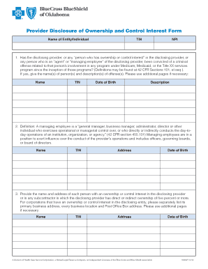 Provider Disclosure of Ownership and Control Interest Form