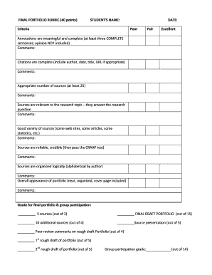 Final Portfolio Rubric