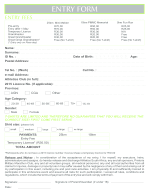 25km Mini Mekler 10km PMMC Memorial 5km Fun Run Entry Form